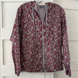 Columbia Wind-Breaker Jacket Red and Pink Floral Hooded